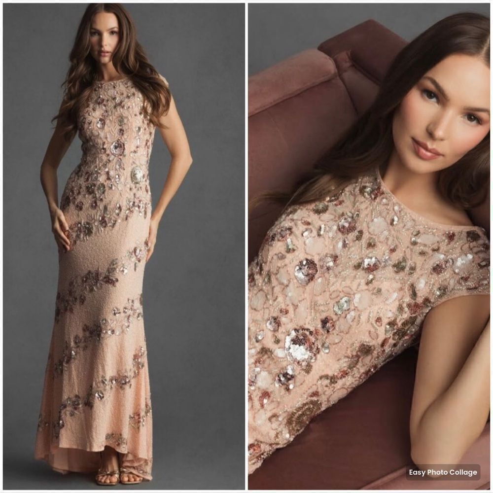 MAC DUGGAL 5500 Womens Embellished Bateau Neck Cap Sleeve Gown Dress